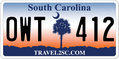 SC license plate OWT412