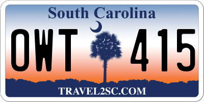SC license plate OWT415