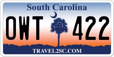 SC license plate OWT422