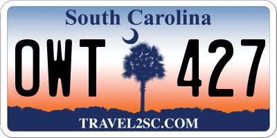 SC license plate OWT427