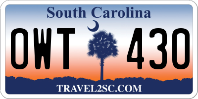 SC license plate OWT430