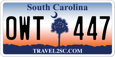SC license plate OWT447