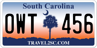 SC license plate OWT456