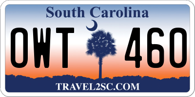 SC license plate OWT460
