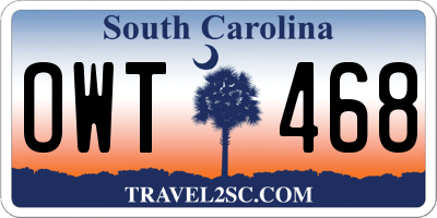 SC license plate OWT468