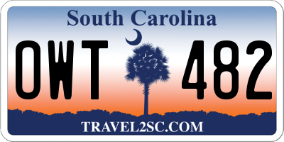 SC license plate OWT482