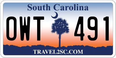 SC license plate OWT491