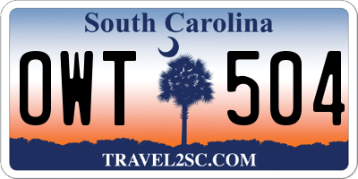 SC license plate OWT504
