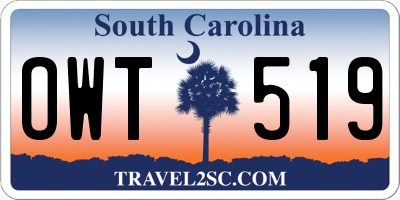 SC license plate OWT519