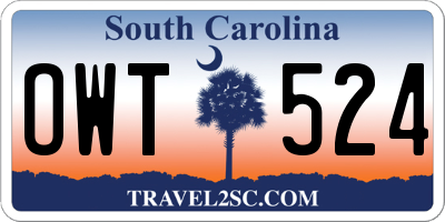 SC license plate OWT524