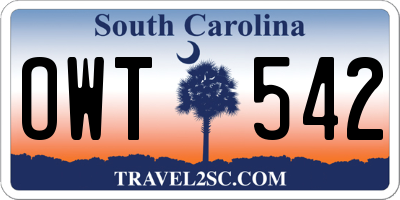 SC license plate OWT542