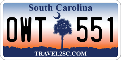 SC license plate OWT551