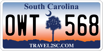SC license plate OWT568