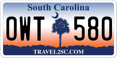 SC license plate OWT580