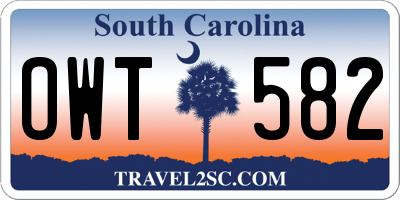 SC license plate OWT582