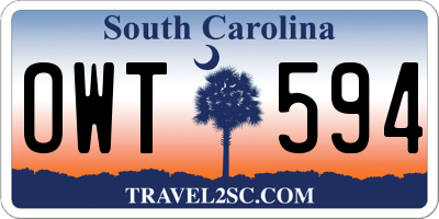 SC license plate OWT594
