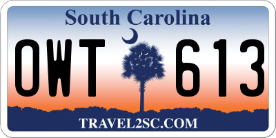 SC license plate OWT613