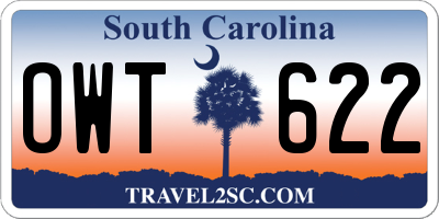 SC license plate OWT622