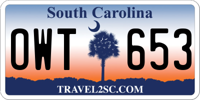SC license plate OWT653
