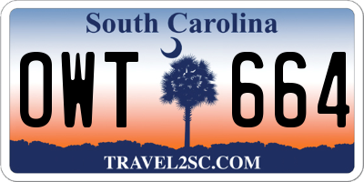 SC license plate OWT664