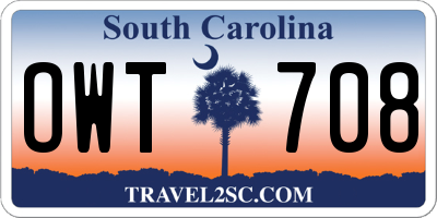 SC license plate OWT708