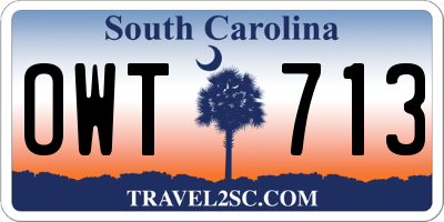 SC license plate OWT713