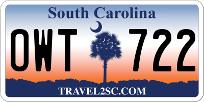 SC license plate OWT722