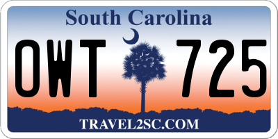 SC license plate OWT725
