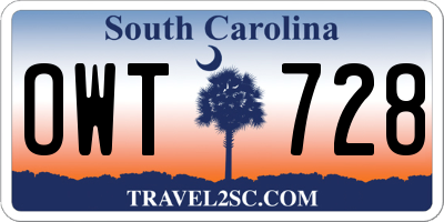 SC license plate OWT728