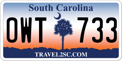 SC license plate OWT733