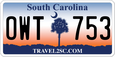 SC license plate OWT753