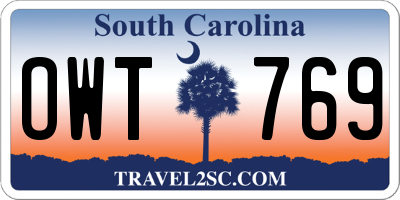 SC license plate OWT769