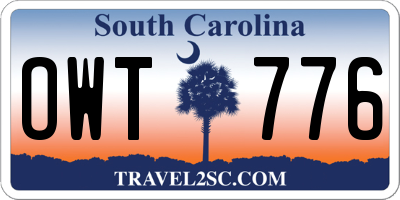 SC license plate OWT776