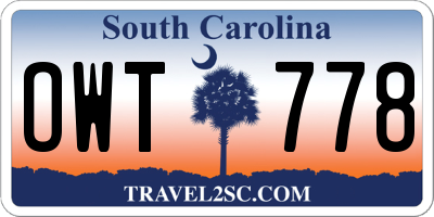 SC license plate OWT778