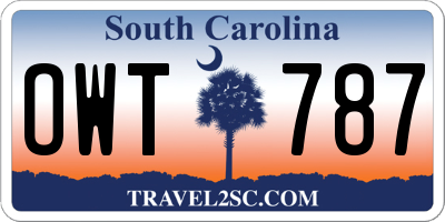 SC license plate OWT787
