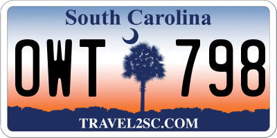 SC license plate OWT798
