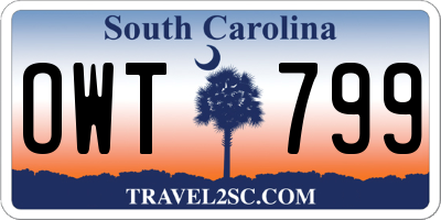 SC license plate OWT799