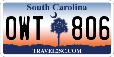 SC license plate OWT806