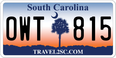 SC license plate OWT815