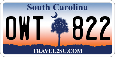 SC license plate OWT822
