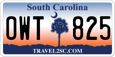 SC license plate OWT825