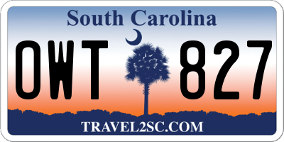 SC license plate OWT827