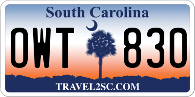 SC license plate OWT830