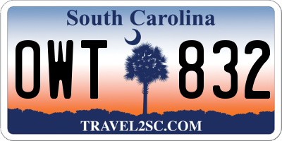SC license plate OWT832