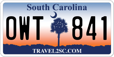 SC license plate OWT841