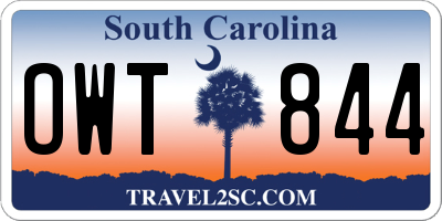 SC license plate OWT844