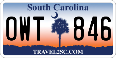 SC license plate OWT846