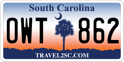 SC license plate OWT862