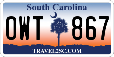 SC license plate OWT867