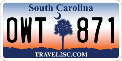 SC license plate OWT871